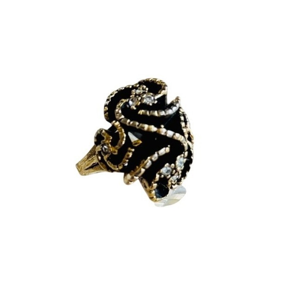 VTG 18k Gold Electroplated Cocktail Cluster Ring Swirl Knot 70s Real Sz6.25